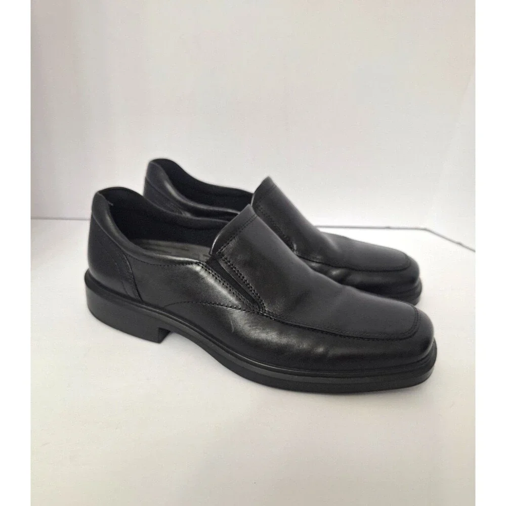 Ecco Helsinki 2 Apron Toe Slip-on Black Leather Loafers Mens Size 8/8.5 EU 42